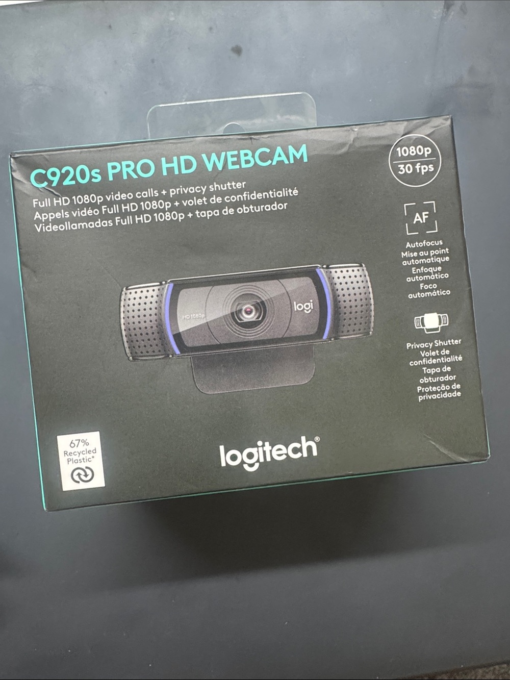 Logitech C920s Pro HD Webcam - Black with Blue Accents